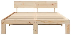 vidaXL Κρεβάτι με Κεφαλάρι 160x200 εκ Μασίφ Ξύλο Πεύκου