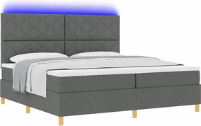 vidaXL LED Κρεβάτι με βάθρο Σκούρο Γκρι 200 x 200 cm ύφασμα