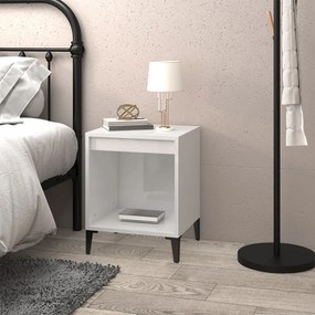 vidaXL Κομοδίνα Γυαλιστερό Λευκό 40x35x50 εκ.