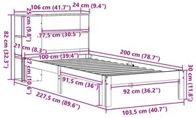 ΚΡΕΒΑΤΙ ΒΙΒΛΙΟΘΗΚΗ ΧΩΡΙΣ ΣΤΡΩΜΑ 100X200 ΕΚ ΜΑΣΙΦ ΞΥΛΟ ΠΕΥΚΟΥ 3322540