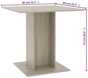 Τραπεζαρία Sonoma Δρυς 80 x 80 x 75 εκ. από Μοριοσανίδα - Καφέ