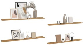 vidaXL Ράφι Τοίχου 4 pcs Καφέ 115 x 9 x 3 cm Επεξεργασμένο ξύλο