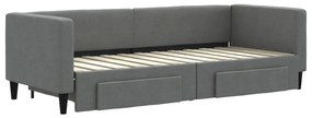 vidaXL Καναπές Κρεβάτι Συρόμενος Σκ. Γκρι 80x200 εκ. Ύφασμα & Συρτάρια