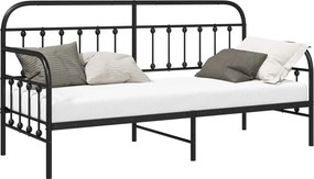 vidaXL Σκελετός κρεβατιού ημέρας Μαύρο 75 x 190 cm