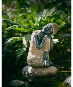 RESTING BUDDHA 1 DECO ΒΟΥΔΑΣ POLYRESIN ΦΥΣΙΚΟ ΜΑΥΡΟ 15x14,5xH23,5cm - 022294