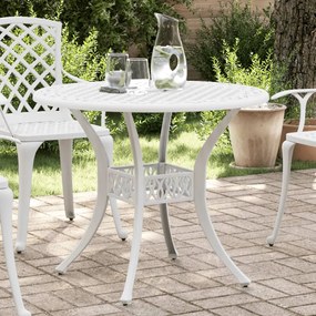 Τραπέζι Κήπου Λευκό Ø90x75 εκ. από Χυτό Αλουμίνιο