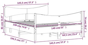 ΠΛΑΙΣΙΟ ΚΡΕΒΑΤΙΟΥ ΜΕ ΚΕΦΑΛΑΡΙ ΛΕΥΚΟ 140 X 190 ΕΚ. ΜΑΣΙΦ ΠΕΥΚΟ 3216394