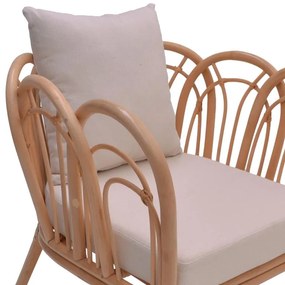 Πολυθρόνα Tania φυσικό rattan-λευκό μαξιλάρι 76x76x76εκ 76x76x76 εκ.