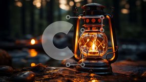 Intra Συλλεκτικό Ξύλινο Παζλ Plywood 4mm - Όμορφη εικόνα μιας λάμπας πετρελαίου σε ένα ήρεμο δάσος Σε Ξύλινο Κουτί - Διαστάσεις: 10x10 cm – 25 κομμάτια