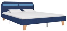 Πλαίσιο Κρεβατιού με LED Μπλε 160 x 200 εκ. Υφασμάτινο - Μπλε