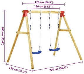 vidaXL Σετ Κούνιας Παιδικό 230 x 130 x 166 εκ. από Ξύλο Πεύκου