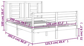 ΠΛΑΙΣΙΟ ΚΡΕΒΑΤΙΟΥ ΜΕ ΚΕΦΑΛΑΡΙ 120X200 ΕΚ. ΑΠΟ ΜΑΣΙΦ ΞΥΛΟ 3194696