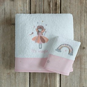 Πετσέτες Παιδικές Magical (Σετ 2τμχ) White-Pink Nima Σετ Πετσέτες 70x140cm 100% Βαμβάκι