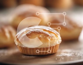 Intra Συλλεκτικό Ξύλινο Παζλ Plywood  4mm - Πιάτο με muffins ζάχαρη άχνη και φλιτζάνια καφέ Σε Ξύλινο Κουτί - Διαστάσεις: 10x10 cm – 25 κομμάτια