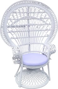 Πολυθρόνα Dorothy Inart με λευκό μαξιλάρι-λευκό rattan 115x57x150εκ