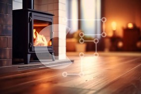 Intra Συλλεκτικό Ξύλινο Παζλ Plywood  4mm - Άνετο σαλόνι με ξυλόσομπα και κεριά Σε Ξύλινο Κουτί - Διαστάσεις Puzzle: 10x10 cm – 25 κομμάτια