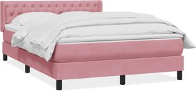 vidaXL Κρεβάτι Boxspring με Στρώμα Ροζ 160x210 εκ. Βελούδινο