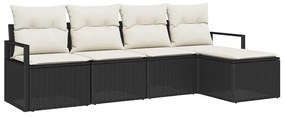 vidaXL Σετ Καναπέ Κήπου 5 pcs Μαύρο Πολυ ράταν