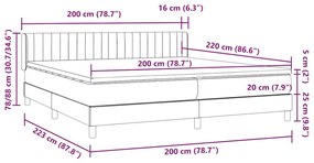 Box Spring κρεβάτι με στρώμα ανοιχτό γκρι 200x220 εκ. Βελούδινο - Γκρι