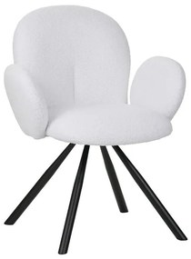 Καρέκλα - Πολυθρόνα Garzele Inart λευκό μπουκλέ ύφασμα-πόδι μαύρο μέταλλο 68x66x82.5εκ 68x66x82.5 εκ.