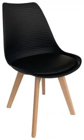 MARTIN STRIPE Καρέκλα Ξύλινο πόδι / PP Μαύρο 49x56x82cm ΕΜ136,24S