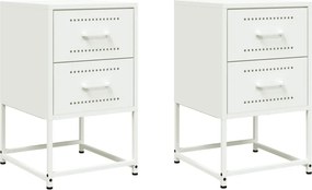 vidaXL Κομοδίνα 2 τεμ. Λευκό 36x39x60,5 εκ. από Χάλυβα