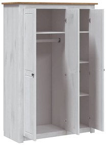 vidaXL Ντουλάπα Τρίφυλλη Λευκή 118x50x171,5εκ Ξύλο Πεύκου Σειρά Panama