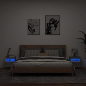 vidaXL Έπιπλα Τοίχου Τηλ. με LED 2 Τεμ. Γκρι Sonoma 40x30x40 εκ.