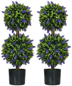 HOMCOM Σετ 2 Τεχνητών Φυτών, Τεχνητό Φυτό Ανθεκτικό στην UV Ακτινοβολία σε Γλάστρα, 70 cm Φυτό Εσωτερικού Χώρου για Σαλόνι, Κήπο