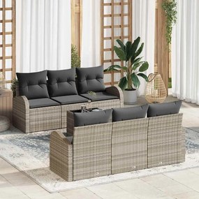 vidaXL Σετ Καναπέ Κήπου 7 pcs Ανοιχτό γκρι 55 x 55 x 37 εκ Πολυ ράταν