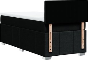 vidaXL Κρεβάτι Boxspring με Στρώμα Μαύρο 90x190 εκ.Υφασμάτινο