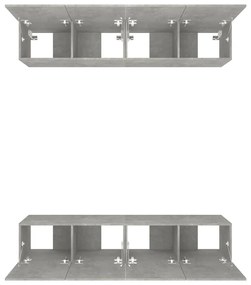 vidaXL Έπιπλα Τηλεόρασης 4 τεμ. Γκρι Σκυρ. 80x30x30 εκ. Επεξ. Ξύλο