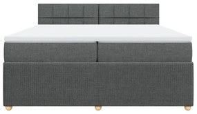 vidaXL Κρεβάτι Boxspring με Στρώμα Σκούρο Γκρι 200x200 εκ. Υφασμάτινο