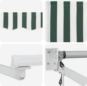 vidaXL Ηλεκτρικό Αναδιπλούμενο Σκίαστρο Πράσινο και Λευκό 4 x 2 m