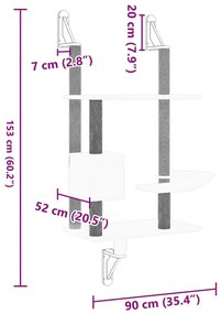 vidaXL Γατόδεντρο Τοίχου Ανοιχτό Γκρι 153 εκ. με Στύλο Ξυσίματος