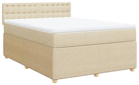 ΚΡΕΒΑΤΙ BOXSPRING ΜΕ ΣΤΡΩΜΑ ΚΡΕΜ 140X200 ΕΚ. ΥΦΑΣΜΑΤΙΝΟ 3287498