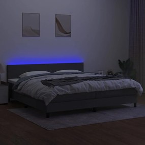 ΚΡΕΒΑΤΙ BOXSPRING ΜΕ ΣΤΡΩΜΑ &amp; LED ΣΚ.ΓΚΡΙ 200X200ΕΚ. ΥΦΑΣΜΑΤΙΝΟ 3133022