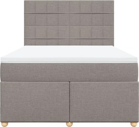 vidaXL Κρεβάτι Boxspring με Στρώμα Taupe 140x190 εκ. Υφασμάτινο