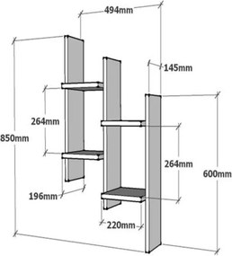 Ραφιέρα τοίχου Tabal pakoworld σε λευκή απόχρωση 49.4x14.5x85εκ