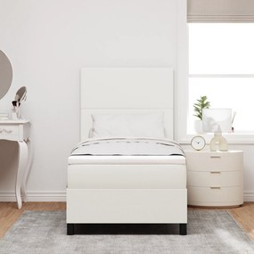 vidaXL Κρεβάτι με ελατήριο και στρώμα & LED κρέμα 80x200 εκ. κοτλέ ύφασμα