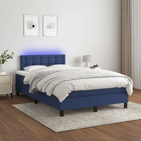 Κρεβάτι Boxspring με Στρώμα &amp; LED Μπλε 120x200 εκ. Υφασμάτινο