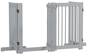 PawHut Αυτόνομο Πάνελ Σκύλου, 4 πάνελ, ευέλικτο, ξύλο πεύκου, 204L x 36W x 75H cm, Ανοιχτό Γκρι