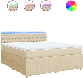 vidaXL Κρεβάτι Boxspring με Στρώμα Κρεμ 180x200 εκ. Υφασμάτινο