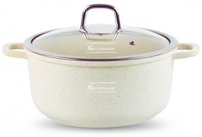 Κατσαρόλα Goldmann GM-0324B, 4,5 l, 24 cm, Αντικολλητική μαρμάρινη επίστρωση, Καπάκι με άνοιγμα, Επαγωγή, Μπεζ