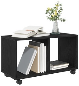 vidaXL Τραπέζι με Ρόδες Μαύρη Δρυς 72x33x42,5 εκ Κατασκευασμένη Ξυλεία