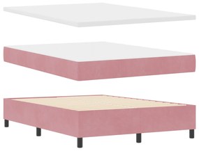 vidaXL Κρεβάτι Box Spring με Στρώμα Ροζ 140x190 εκ Βελούδο