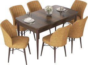 Extendable Dining Table &amp; Chairs Set (7 Pieces) Nef - Baroque, Cappuccino Baroque
Cappuccino