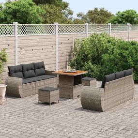vidaXL Σετ Καναπέ Κήπου 9 pcs Γκρι συνθετικό ρατάν