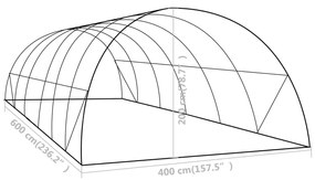 Θερμοκήπιο 24 μ² 6 x 4 x 2 μ. - Πράσινο