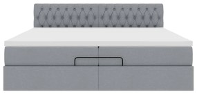 Οθωμανικό κρεβάτι με στρώμα ανοιχτό γκρι 200x200cm ύφασμα 3311567